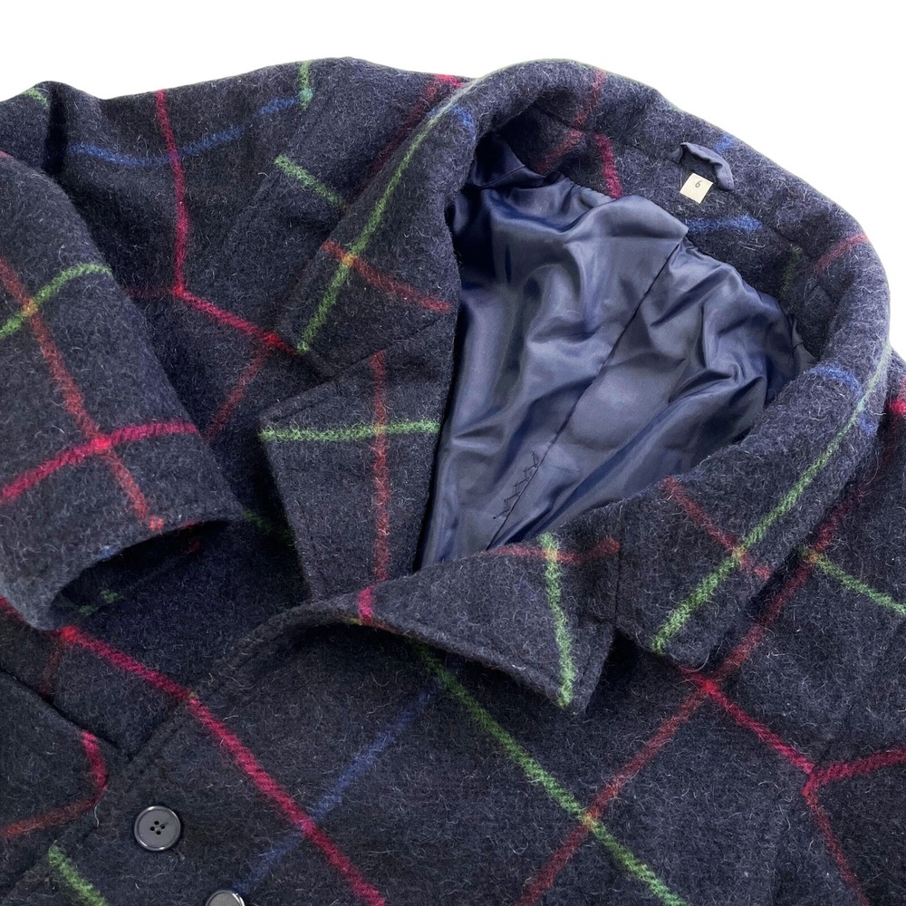 Carlisle Couture Made In England Womens Plaid Wool Blend Peacoat Jacket‎ 576